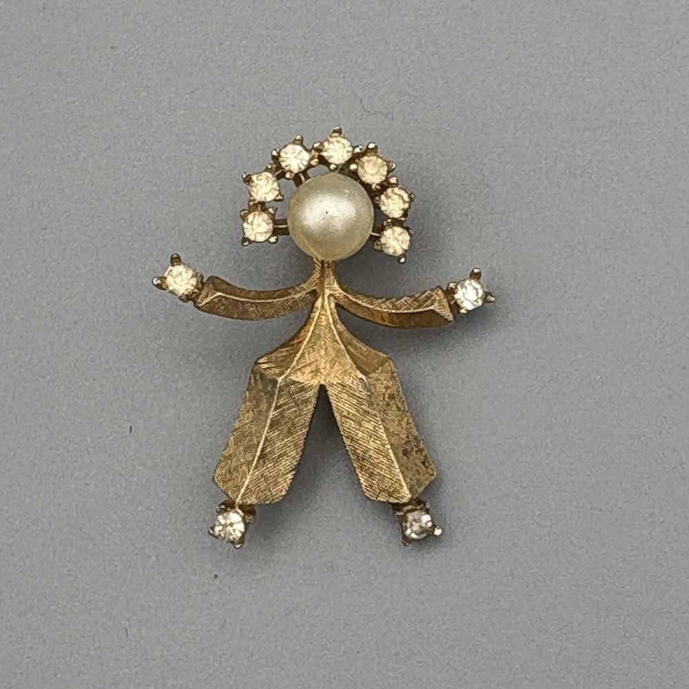 Crown Trifari Alfred Philippe 1940's Hans Katrinka Brooch Person Vermeil - Picture 3 of 9